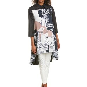 Gracia Womens High Low Trapeze Artsy Printed Front Tunic Shirt Top Size size S